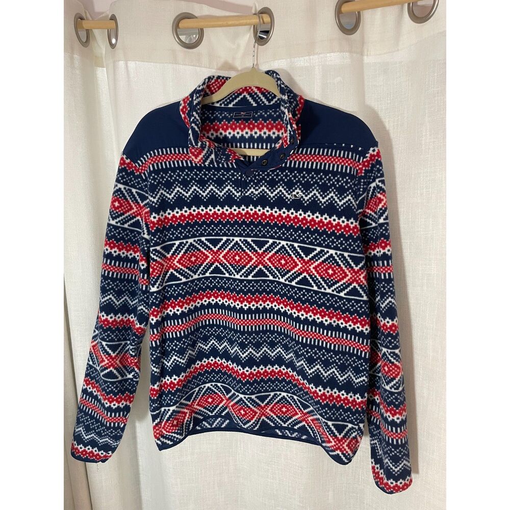 Vineyard‎ Vines Women's Size Medium Fair Isle Quarter Snap Fleece Pullover EUC
